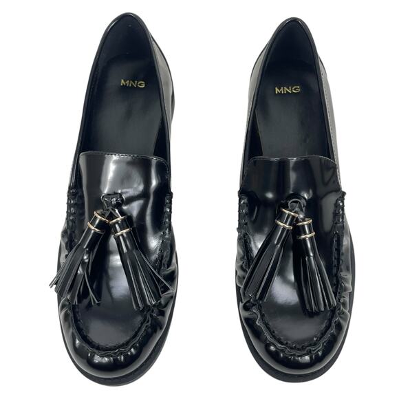 Mango Leather Slip On Loafer with Tassel Black Size 39/ 8.5 - Picture 3 of 12